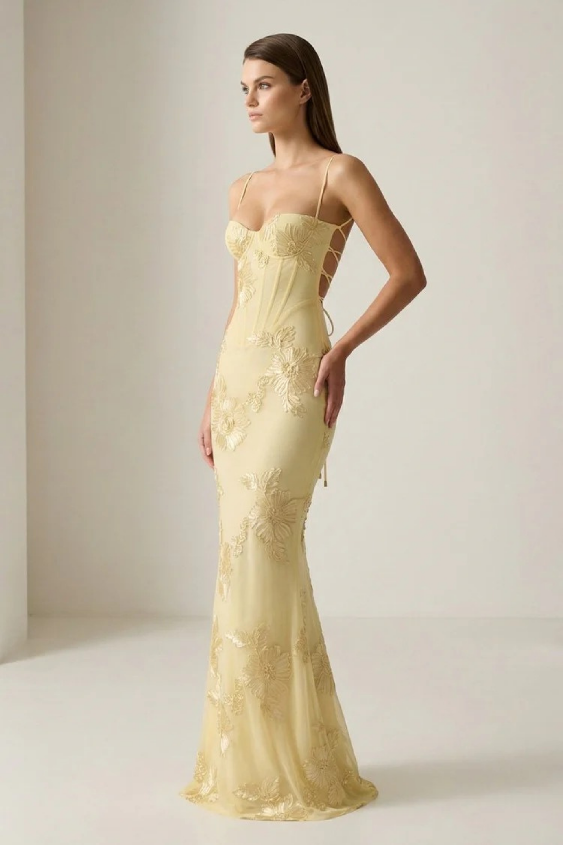 Prom Maxi Dress Lace-Up Back Elegant Style
