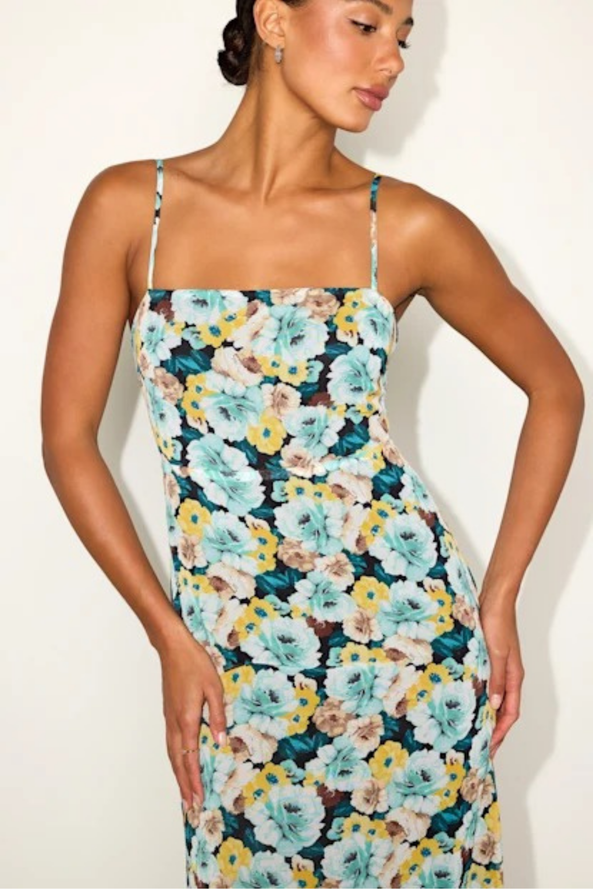 Midi Cocktail Dress with Side Slit Elegant Minimalist Style