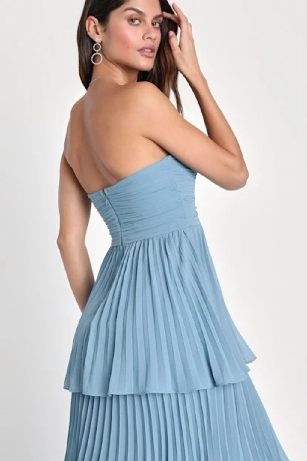 Bridesmaid Maxi Dress Strapless Tiered Style