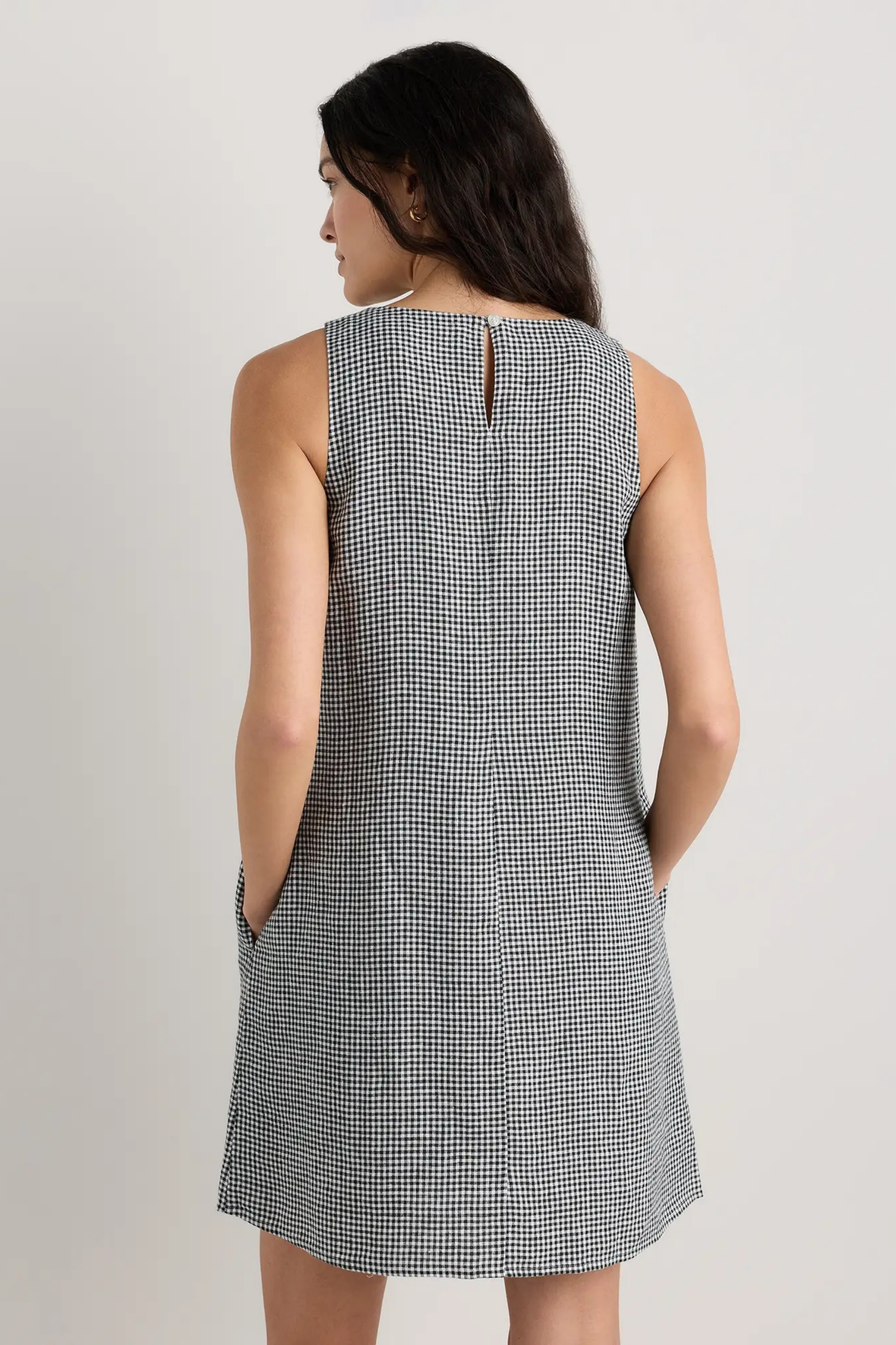 Linen Tank Mini Dress Gingham Casual Style