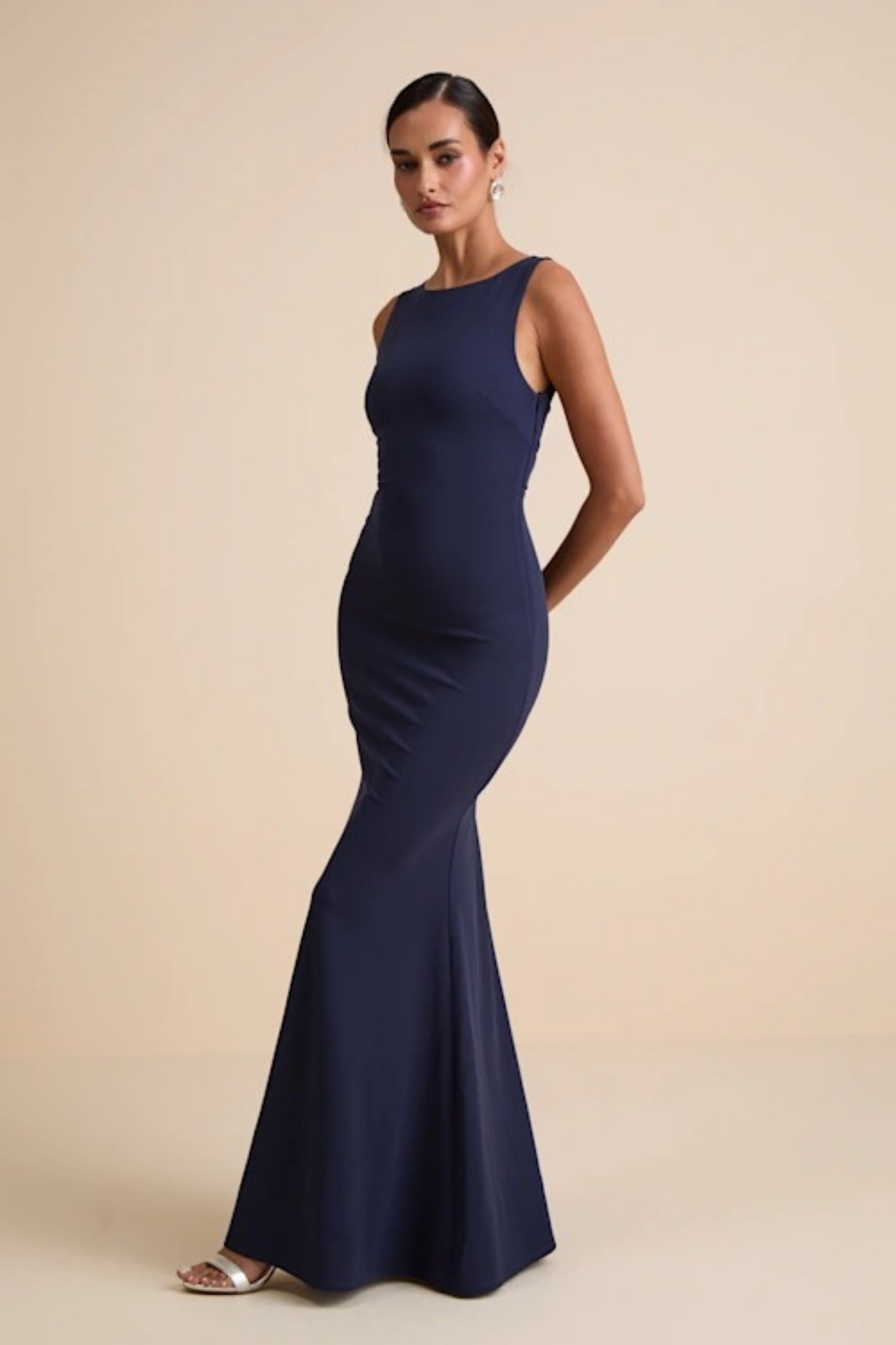 Bridesmaid Maxi Dress Open Back Elegant Style