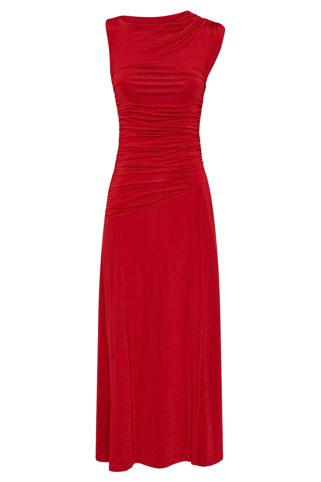 Scarlet Elegance Midi Dress