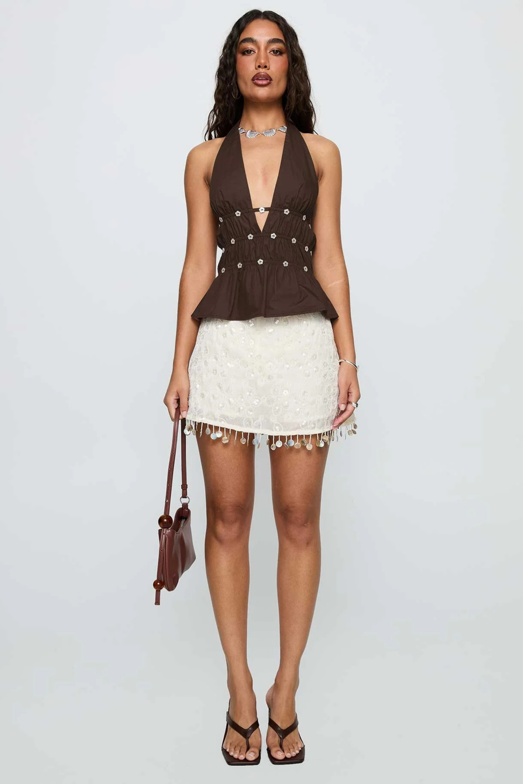 Halter Neck Crop Top Open Front Style