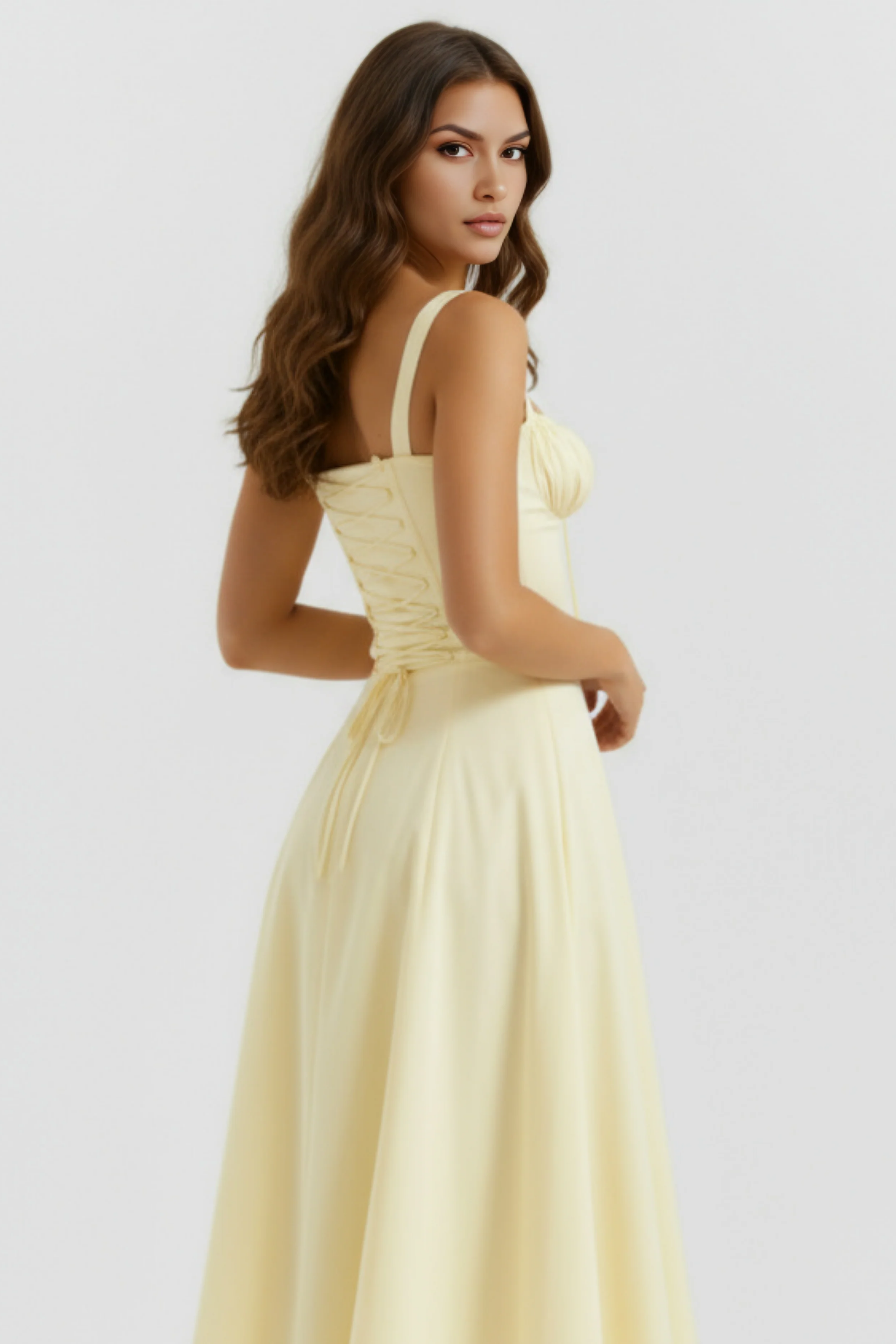 Corset Midi Dress with Side Slit Elegant Style
