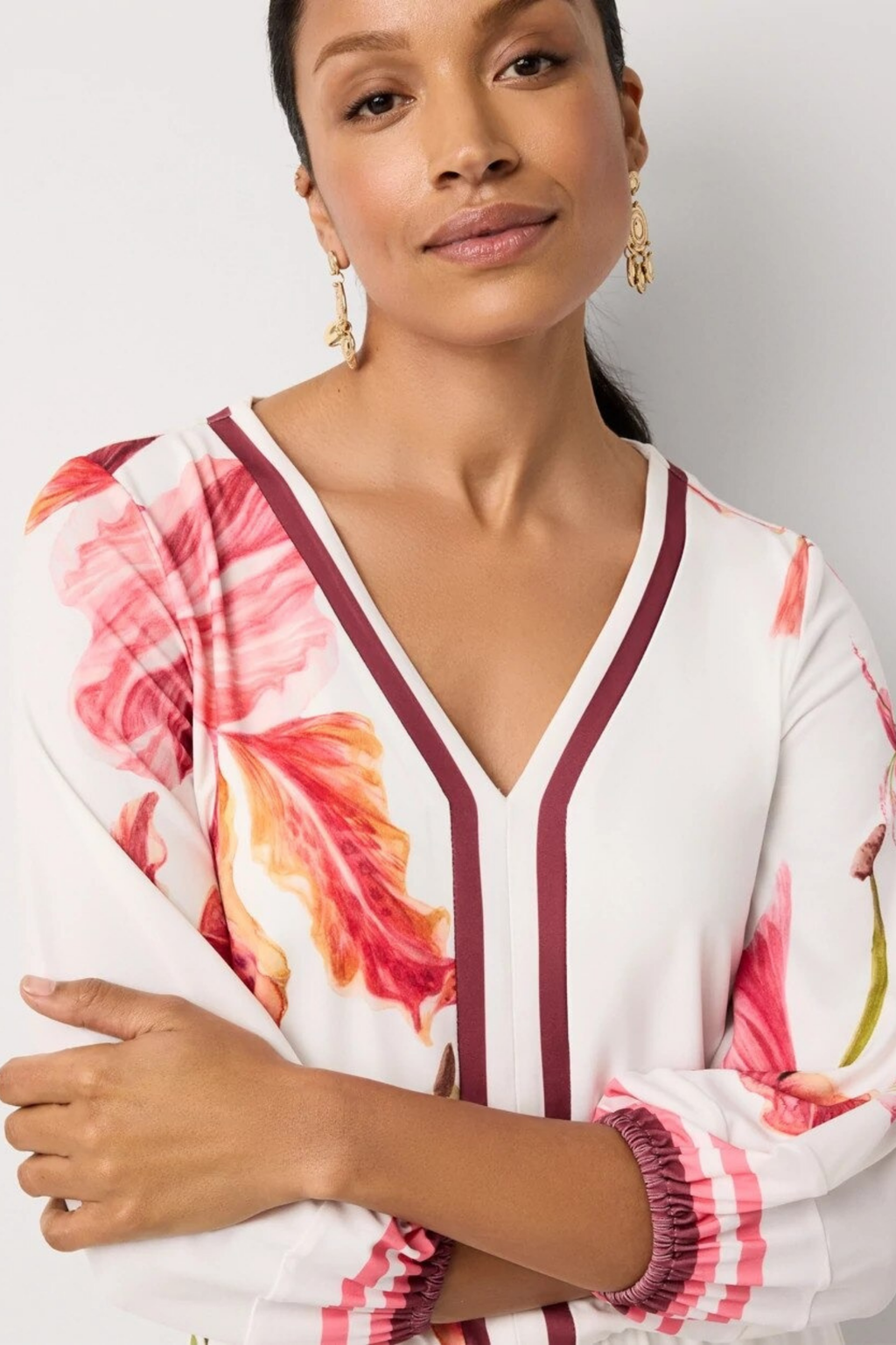 V Neck Mini Dress Floral Elegant Style