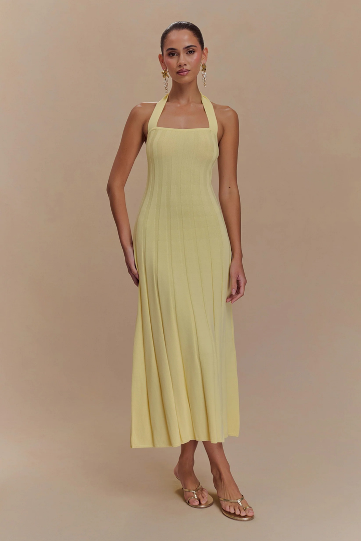 Fitted Knit Halter Midi Dress