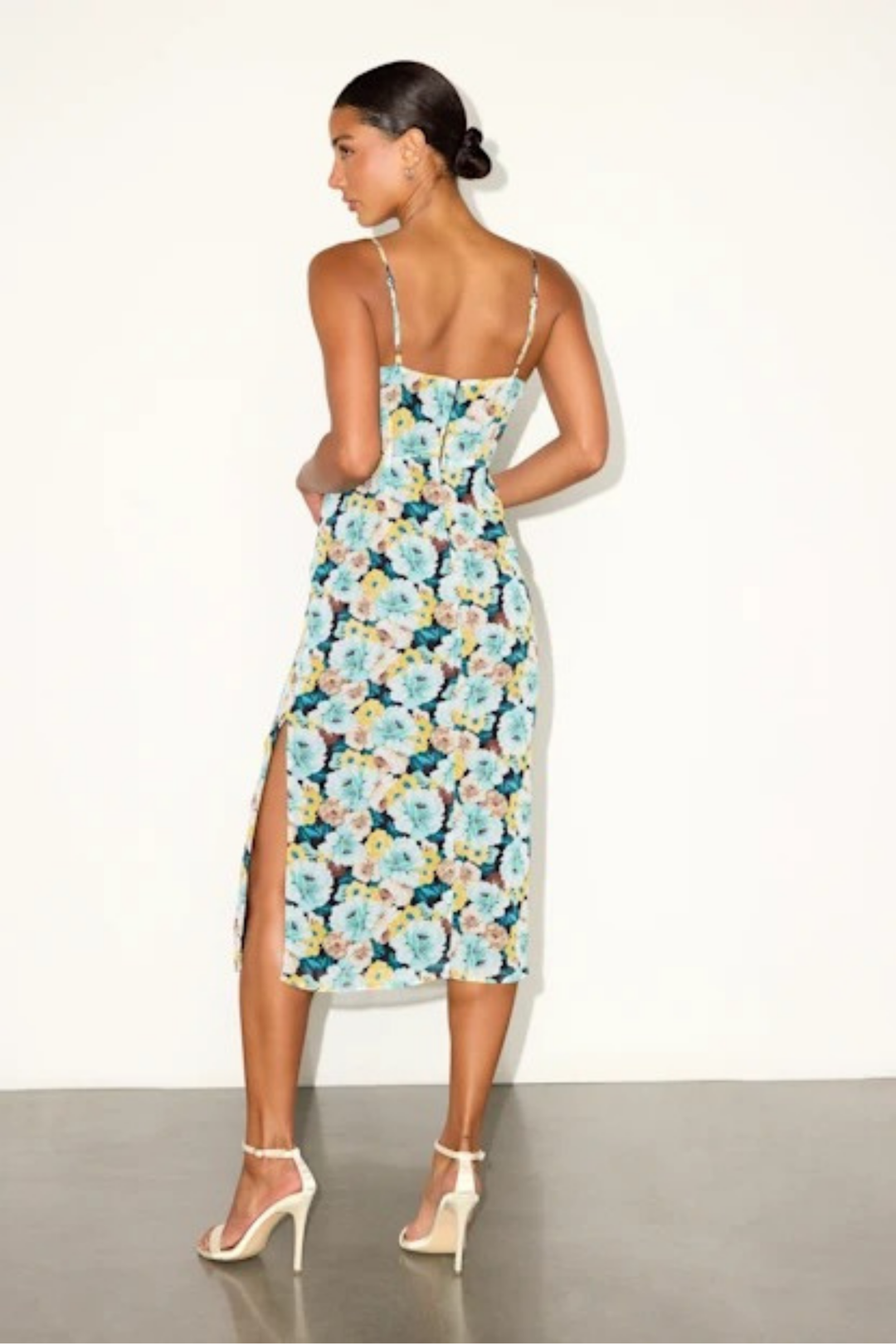 Midi Cocktail Dress with Side Slit Elegant Minimalist Style