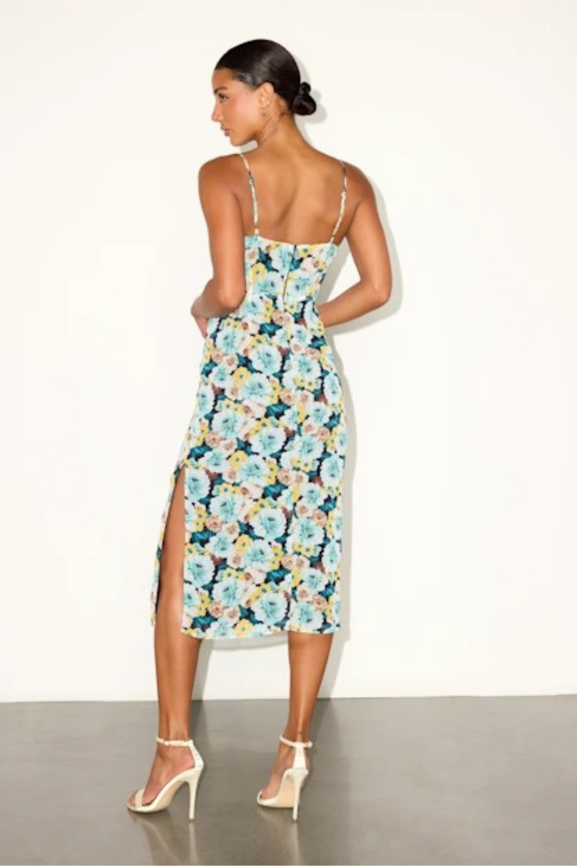 Midi Cocktail Dress with Side Slit Elegant Minimalist Style