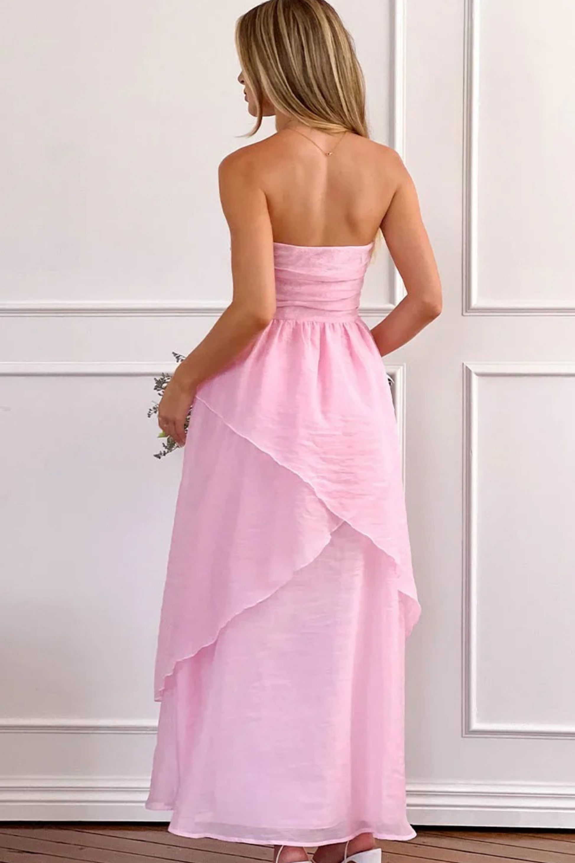 Formal Maxi Dress Strapless Flowing Style