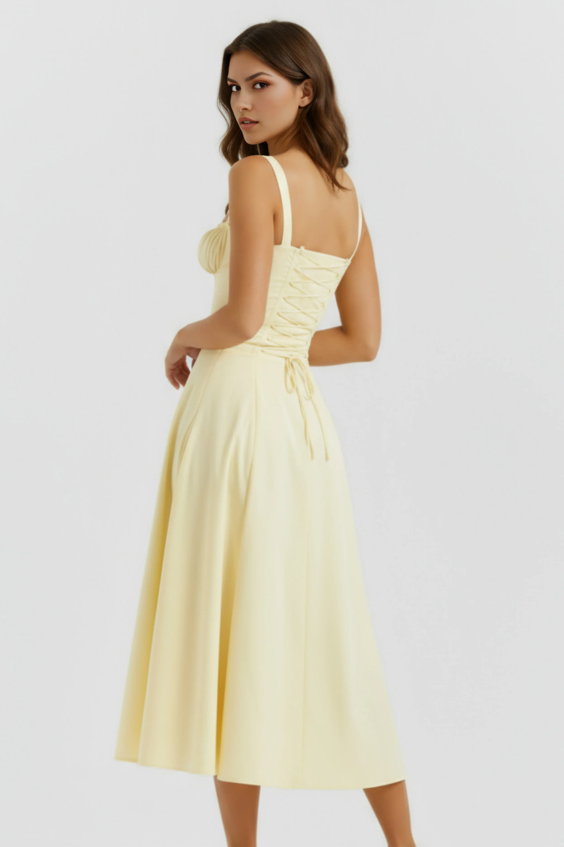 Corset Midi Dress with Side Slit Elegant Style