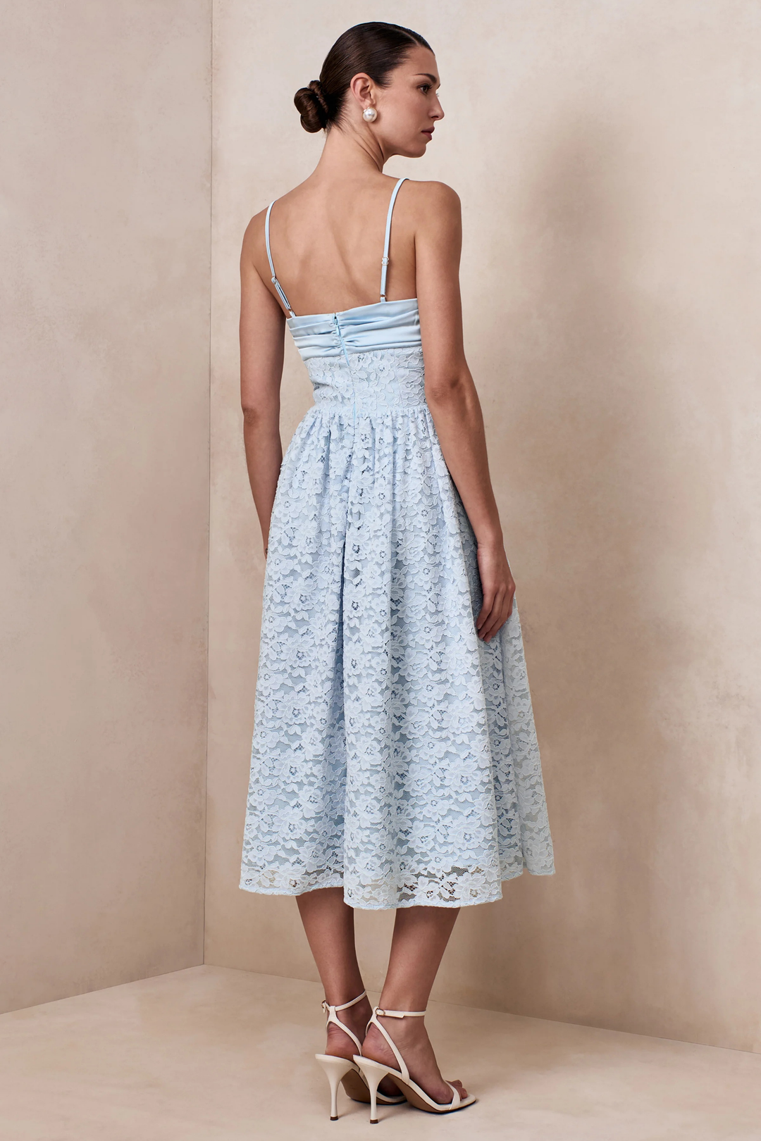 Lace Midi Cocktail Dress Sweetheart Neck Elegant Romantic Style