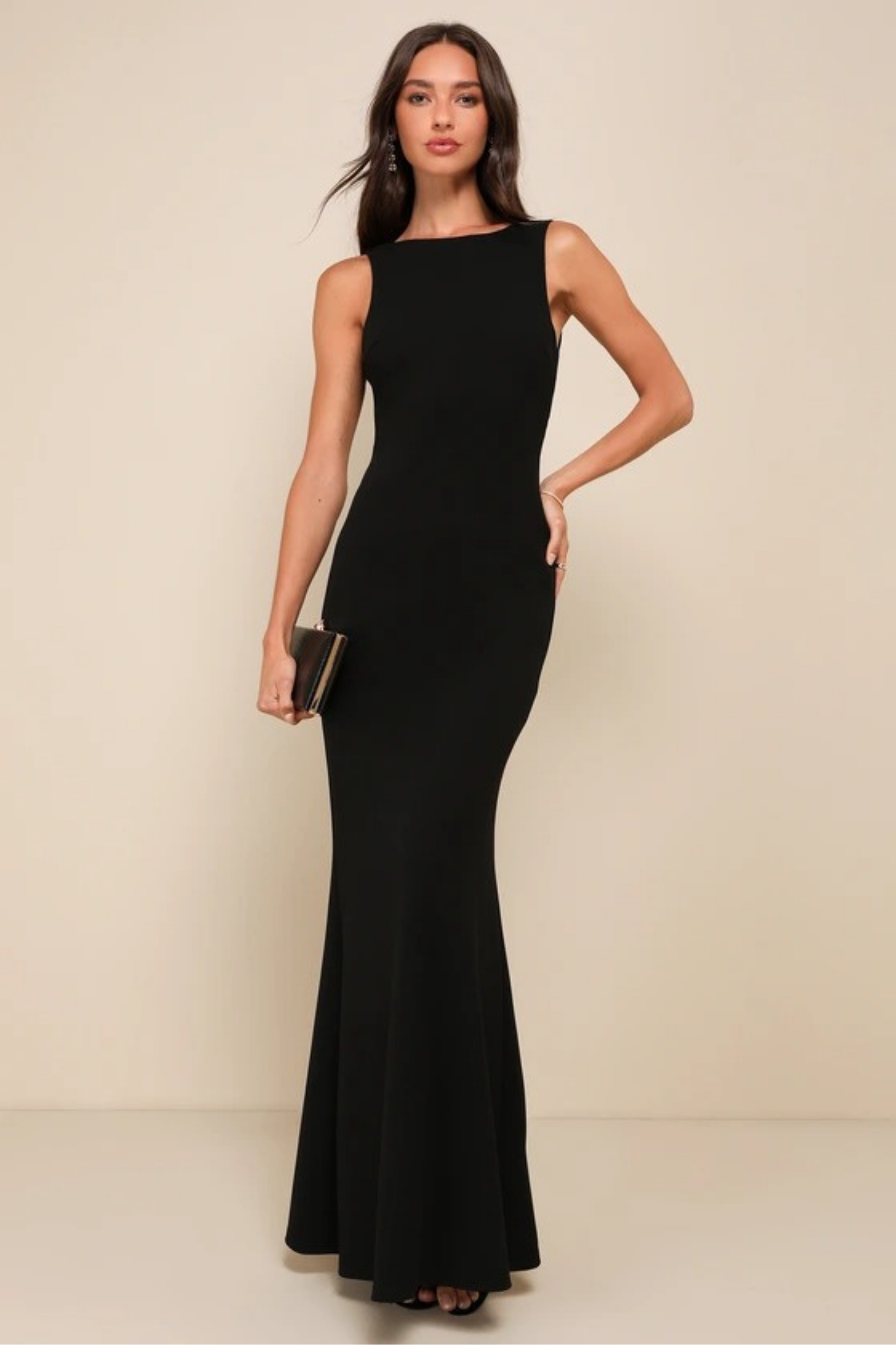 Bridesmaid Maxi Dress Open Back Elegant Style