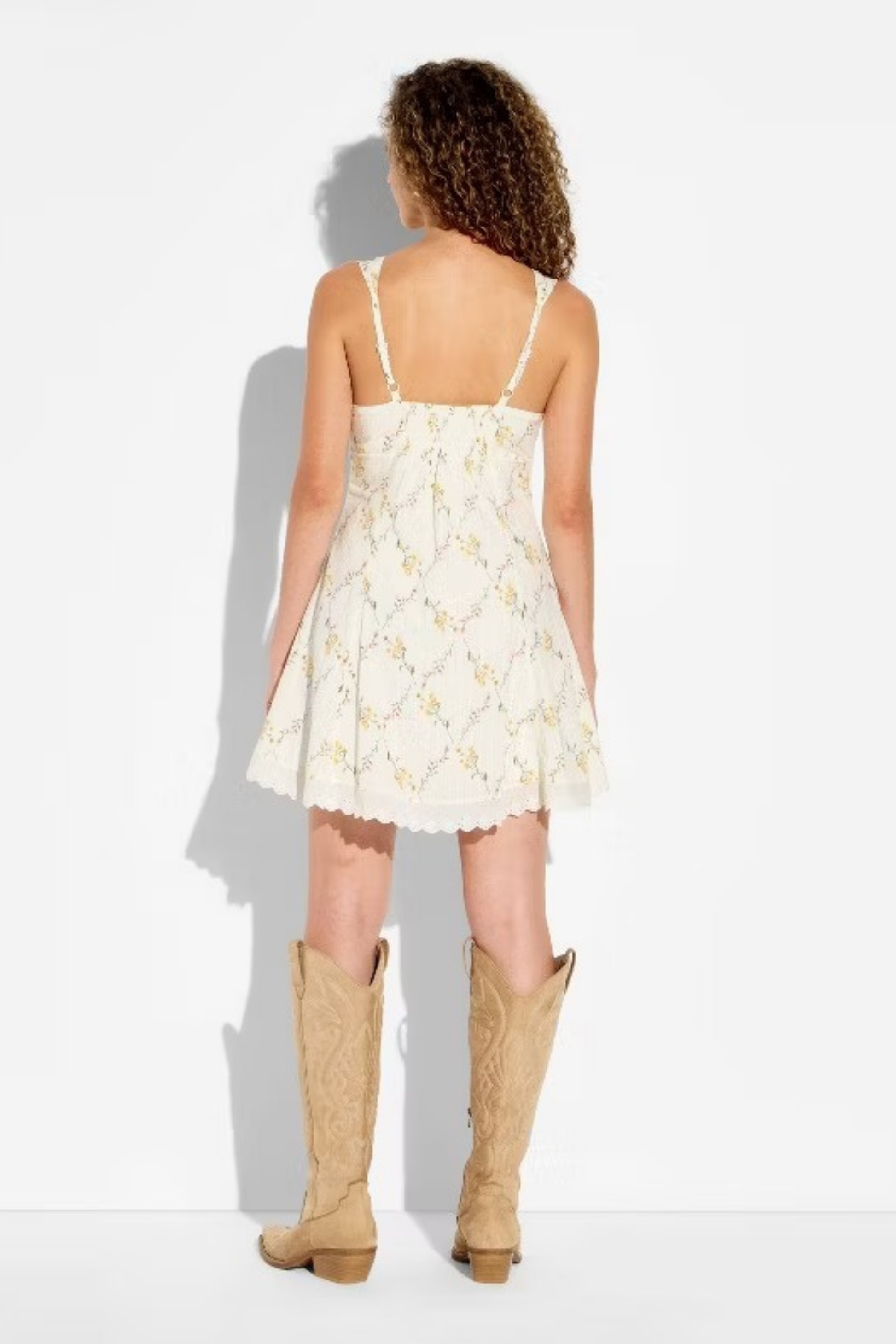 Empire Waist Mini Dress Lace Trim Style