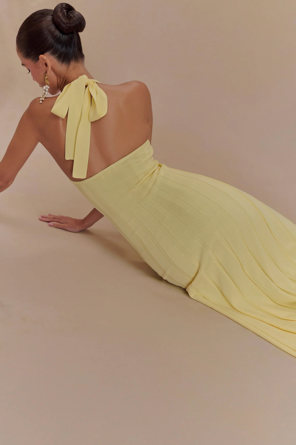 Fitted Knit Halter Midi Dress