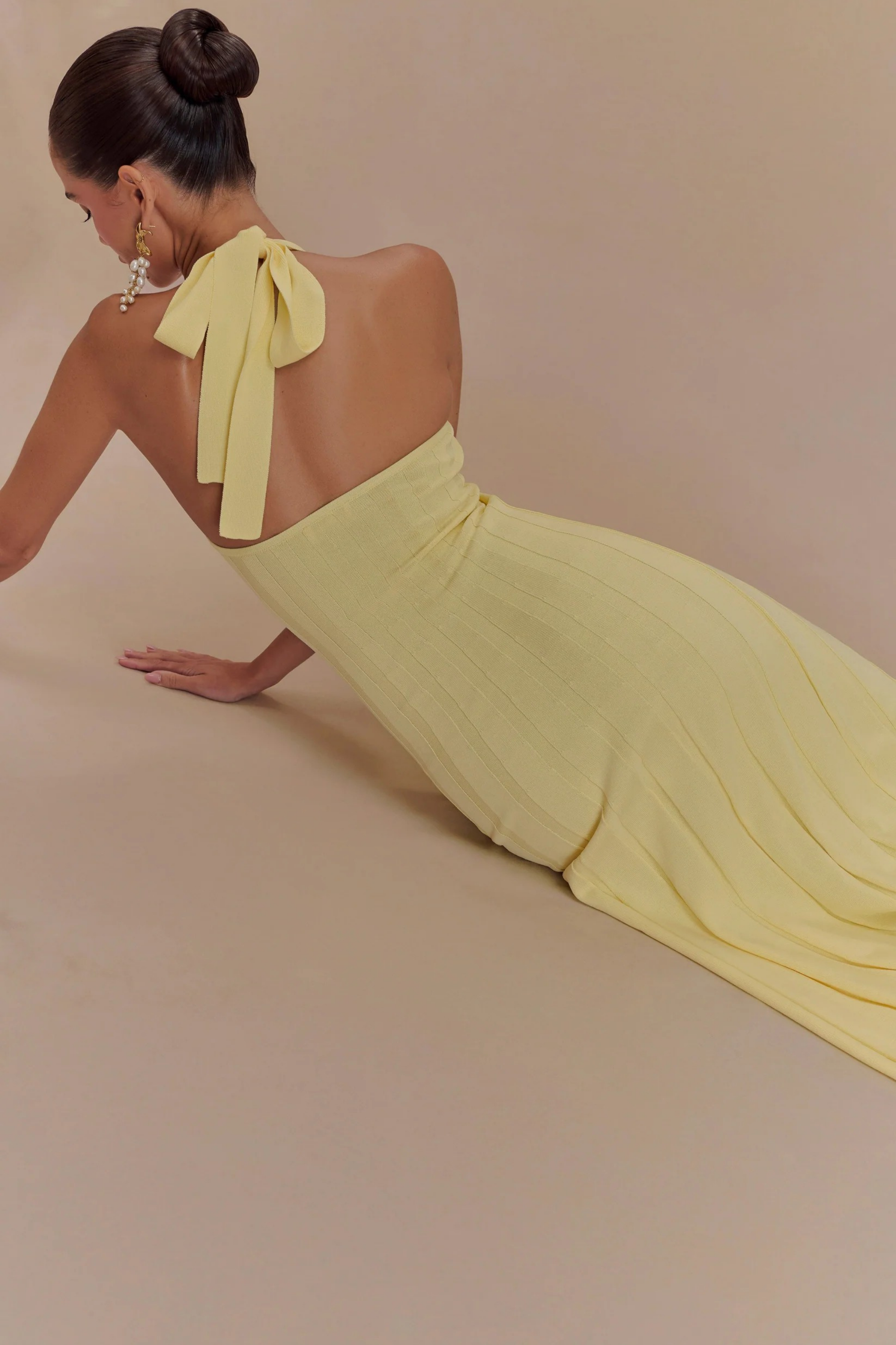 Fitted Knit Halter Midi Dress