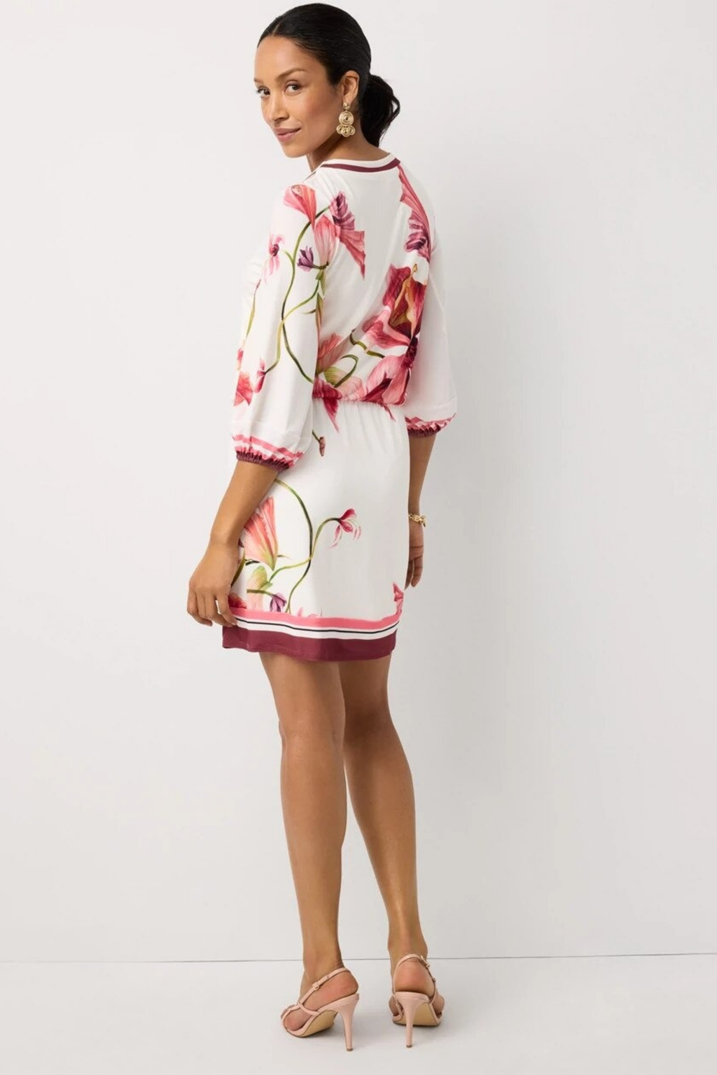 V Neck Mini Dress Floral Elegant Style