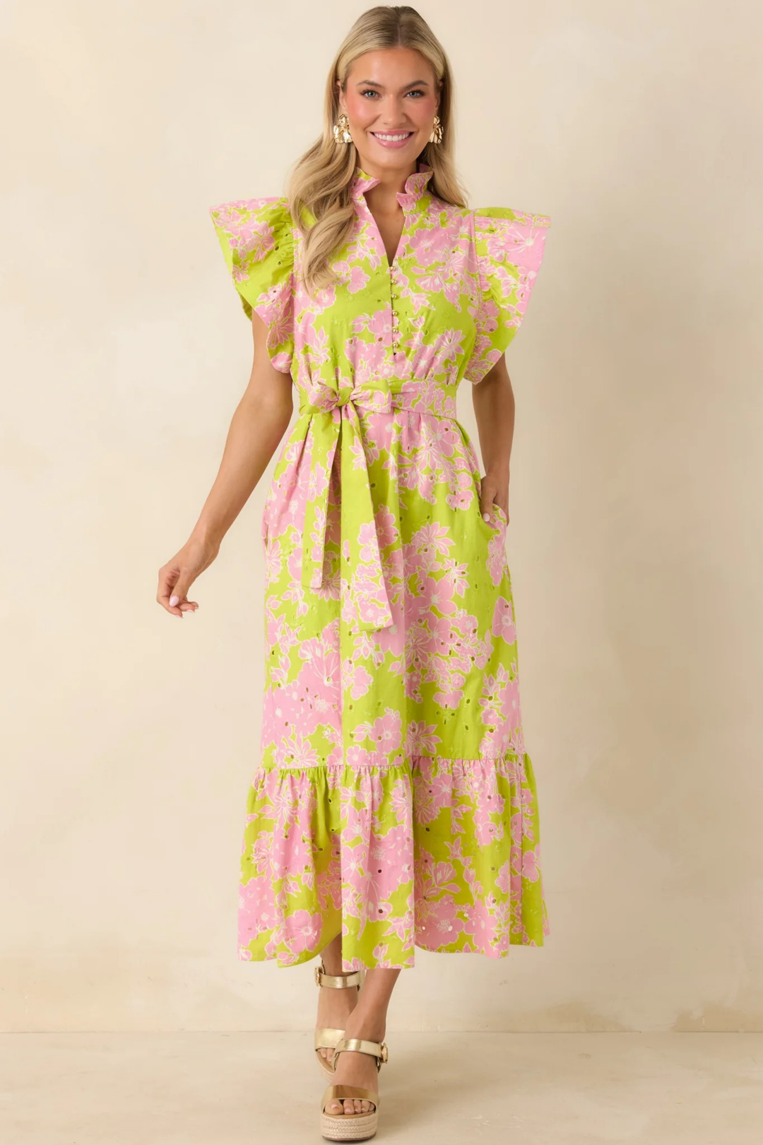 Sage Blossom Midi Dress