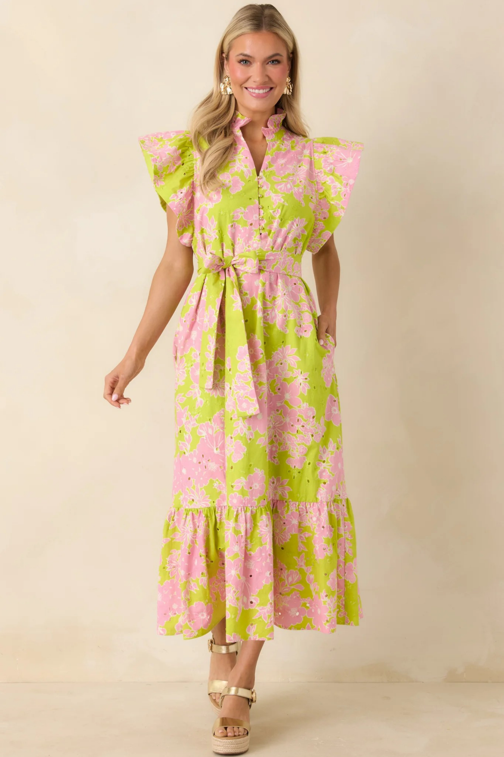 Sage Blossom Midi Dress