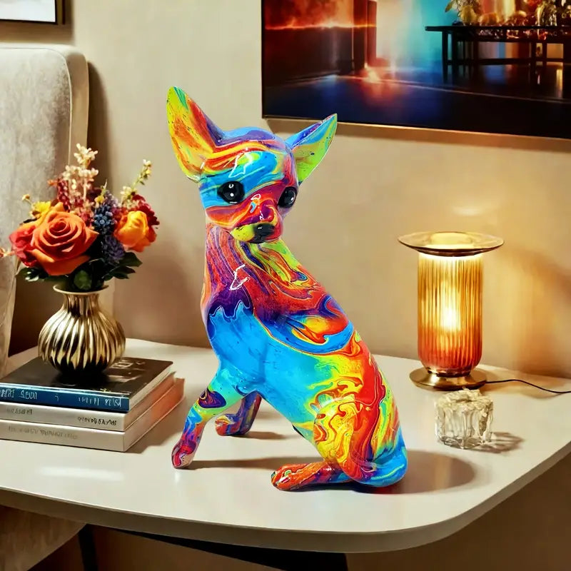 Vibrant Resin Chihuahua Bordlampe