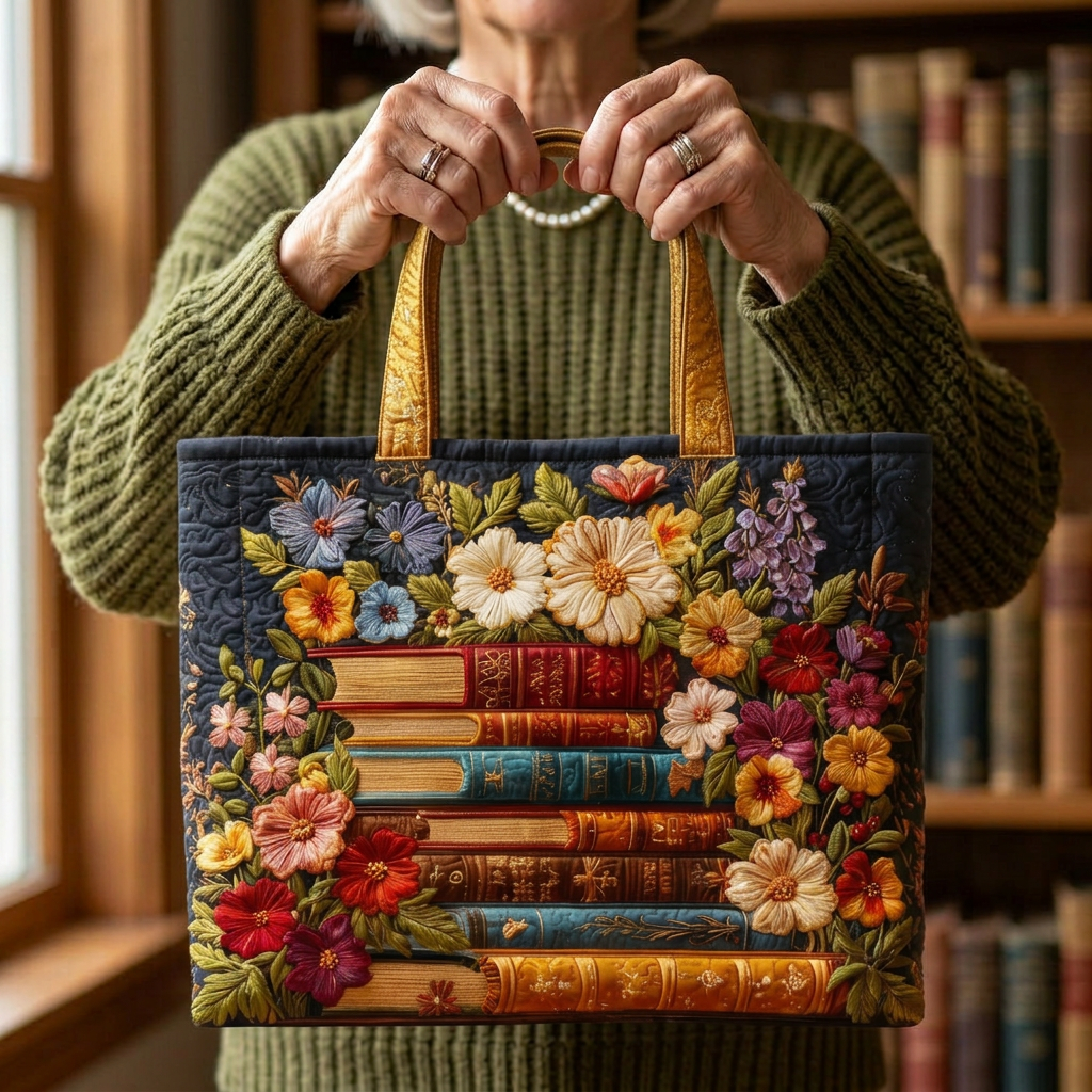 Håndlaget veske med blomsterdesign