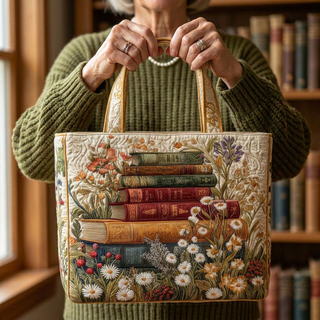 Håndlaget veske med blomsterprint